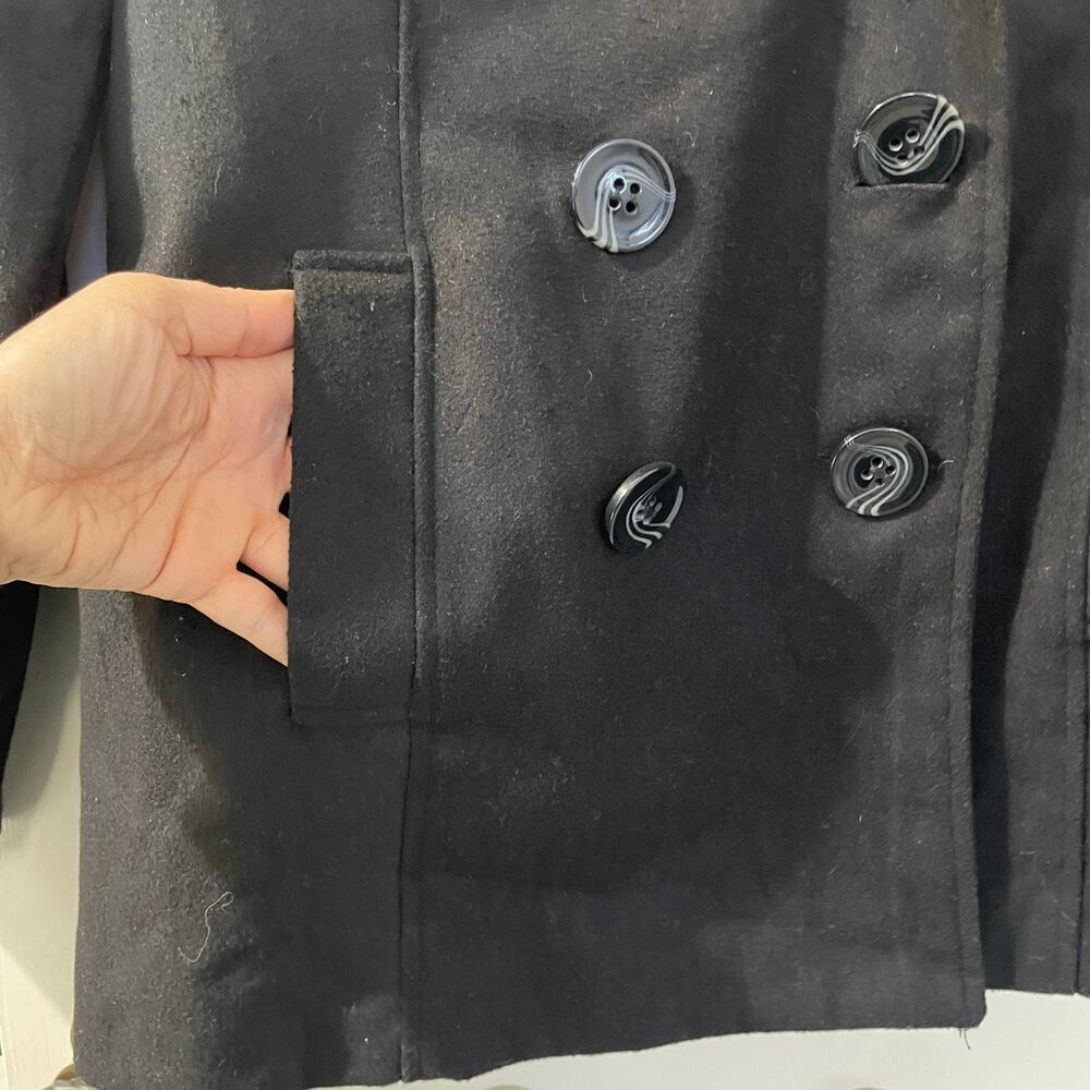 Larry Levine Double Breasted Pea Coat Black Size Large - Picture 7 of 8